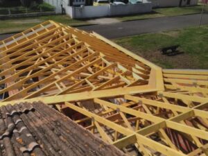 Charpente bois d'une extension de maison réalisée sur le Bassin d'Arcachon